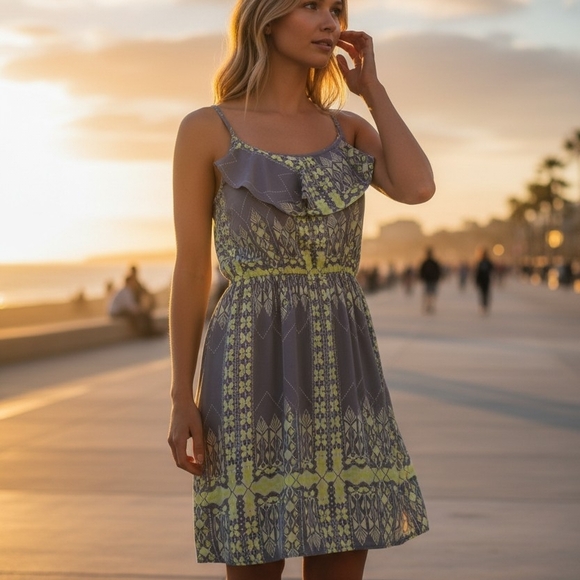 Olive & Oak Gray and Yellow Mini Dress - Picture 9 of 9